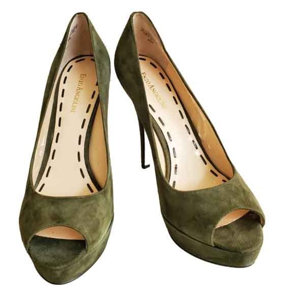 Enzo Angiolini Suede Peep Toe Stiletto Platform - Picture 3 of 11